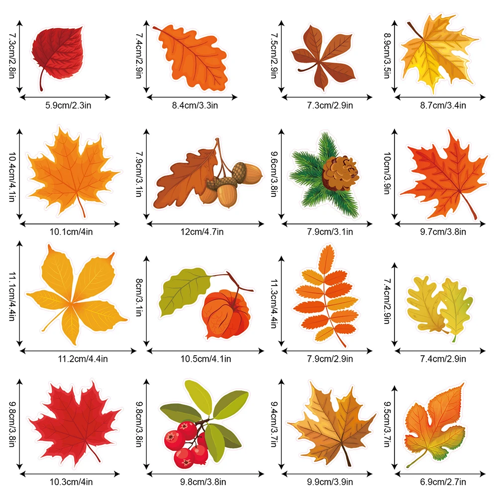 Autumn Window Stickers Leaves Stickers Window Door Decoration Maple Leaf Thanksgiving Stickers