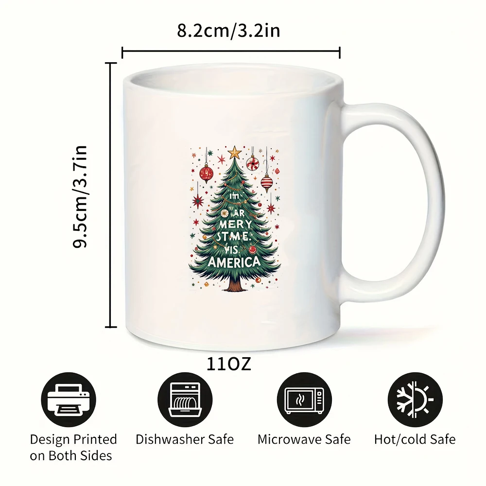 كوب سعة 11 أونصة + نمط شجرة عيد الميلاد الكرتونية + كوب المزاج الاحتفالي هدية عيد الميلاد للأطفال مجموعة أكواب القهوة المكتبية العائلية #3