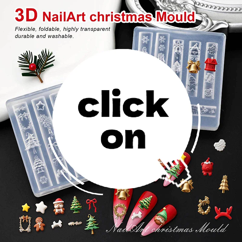 عيد الميلاد ثلج شجرة عيد الميلاد ثلاثية الأبعاد مسمار قالب الثلج رقاقات الثلج مسمار الزينة Diy تصميم سيليكون قالب مانيكير مسمار الفن