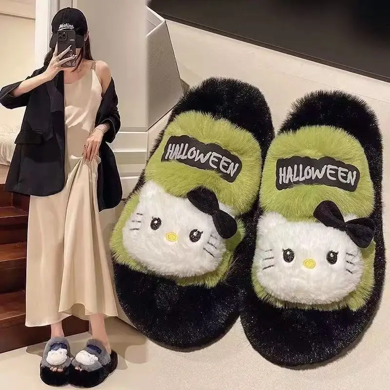 

Sanrio Hello kitty Girl cotton mop winter lovable cartoon be non-slip Thick bottom kawali EVA soft bottom gift heighten slippers