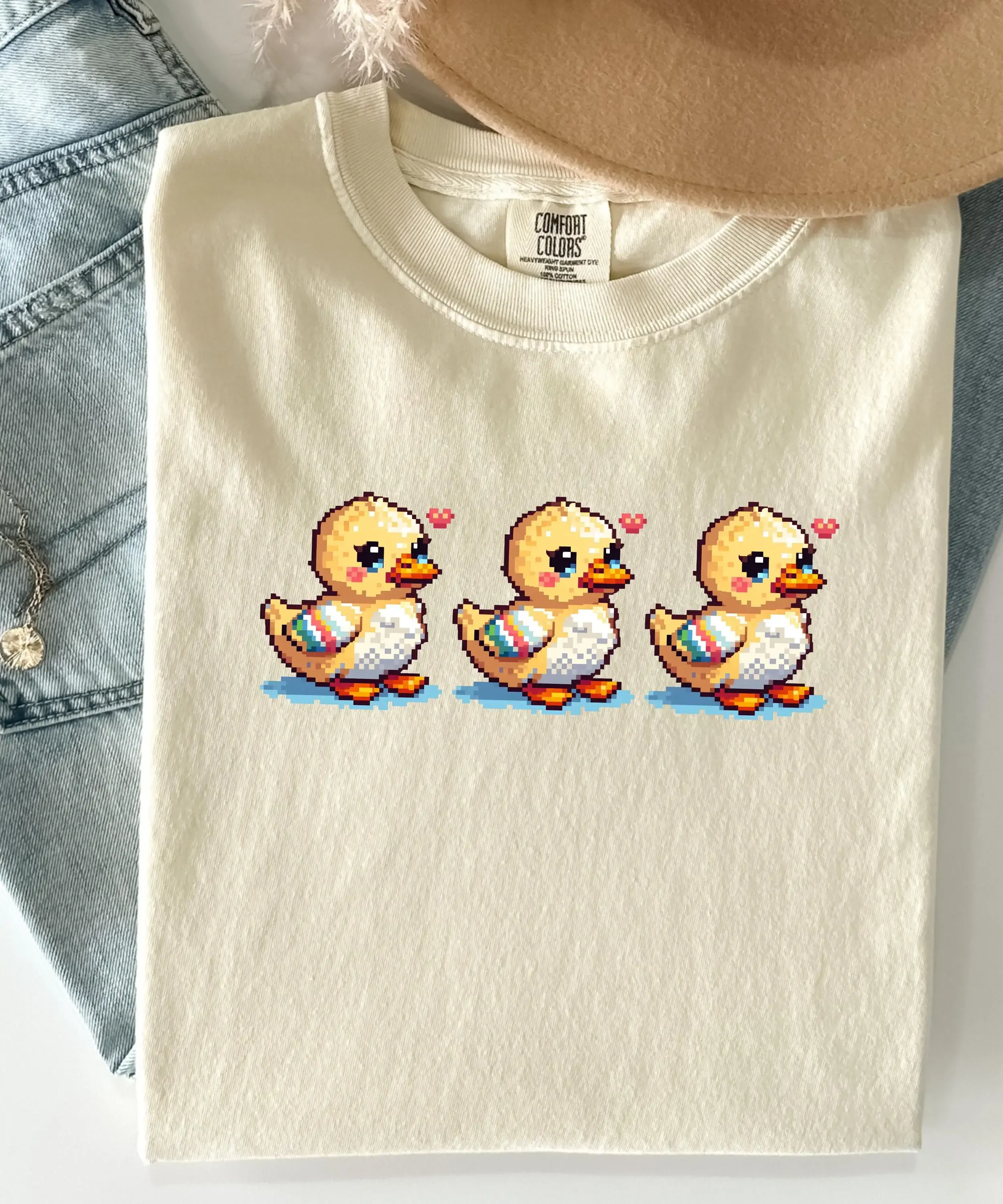 Pixel Cute Ducks T Shirt Retro Gaming Duck Lover Funny Gamer Kawaii for Gamers