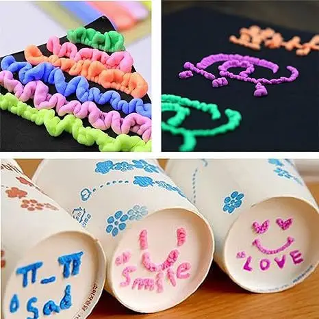 2 Sets Popcorn Paint Pens, 6 Colors 3D Puffy Bubble Markers, Heat Activated DIY Drawing Pens for Kids Art Crafts image 4