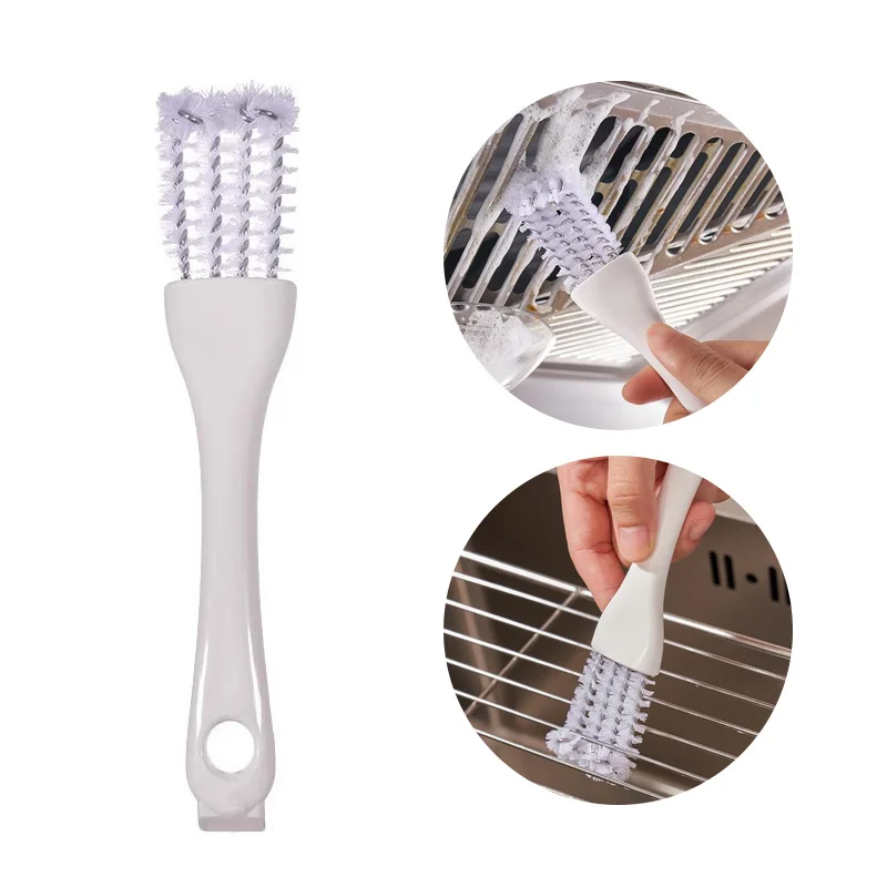 3PCS 2 In 1 Portable Grill Brush V-shaped Hooked Brush And Scraper Multifunctional Barbecue Kit Net Cleaning Brush For Kitchen G
