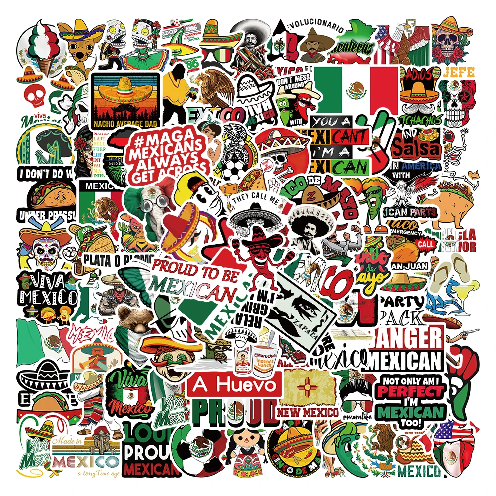 50/100pcs Mexican Style Stickers DIY Graffiti Decals for Laptop Guitar Luggage Water Cup Skateboards Scrapbook Sticker