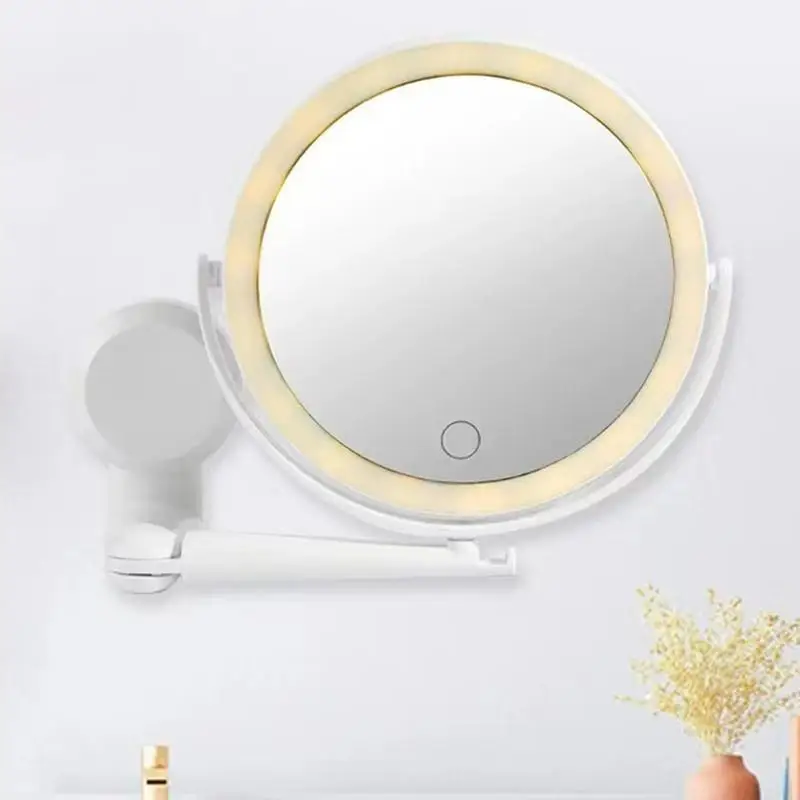 Wall Mounted Makeup Mirror 3X Vanity Mirror With Lights Double-side 3 Colors Lighting 360 Swivel Arm Touch Control 1200mAh LED