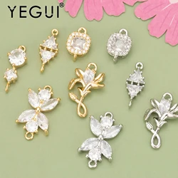 YEGUI MC73,jewelry accessories,18k gold rhodium plated,nickel free,copper,zircons,charms,diy pendants,jewelry making,10pcs/lot