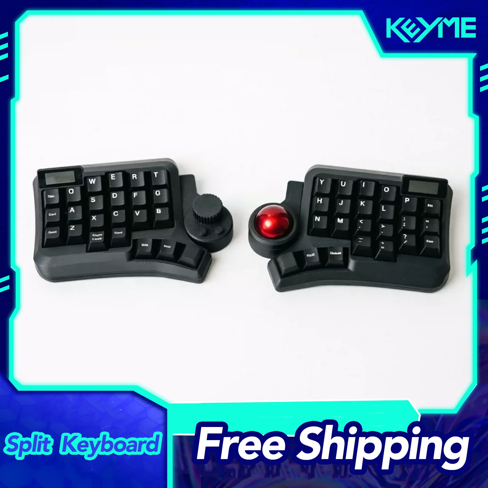 Velvet Curved Split Mechanical Keyboard Dual Mode Bluetooth With PMW3610 Trackball ZMK Customized DIY nrf52840 Nice!View Screen