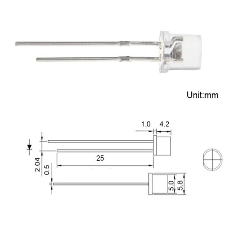 Lámpara de luz LED UV púrpura, 100 piezas, 5MM, Ultra brillante, gran angular, ultravioleta, 395nm - 400nm