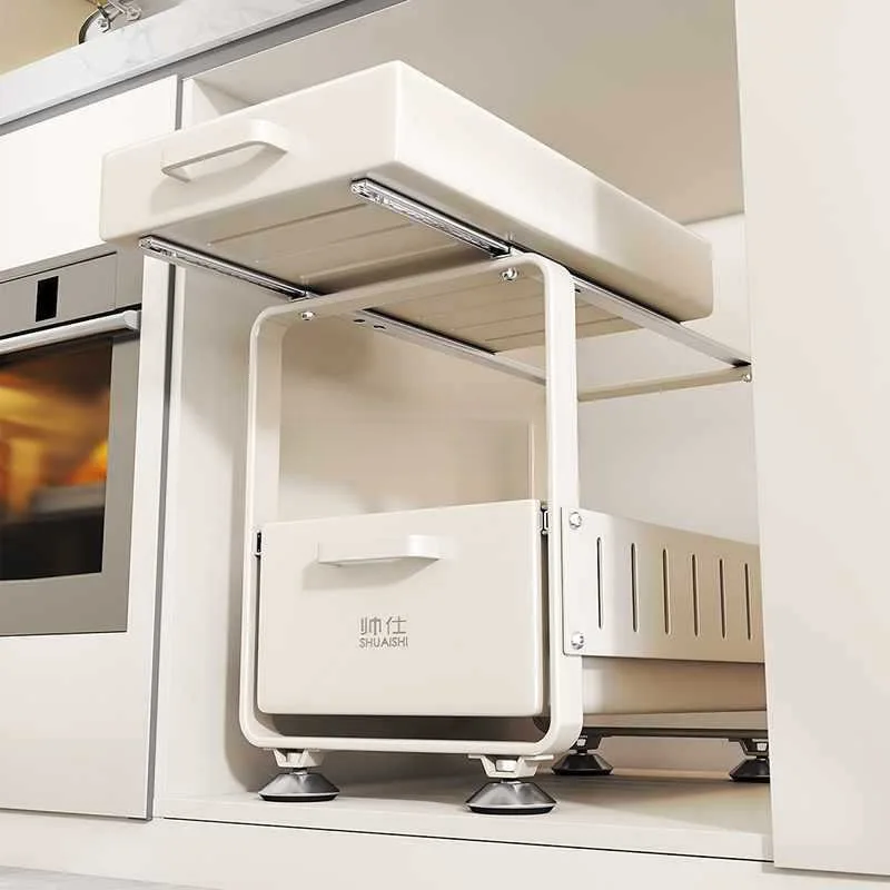 

Кухонная нижняя полка для раковины, посуда для приправ, выдвижной шкаф для раковины, выдвижная корзина, многослойная полка для хранения