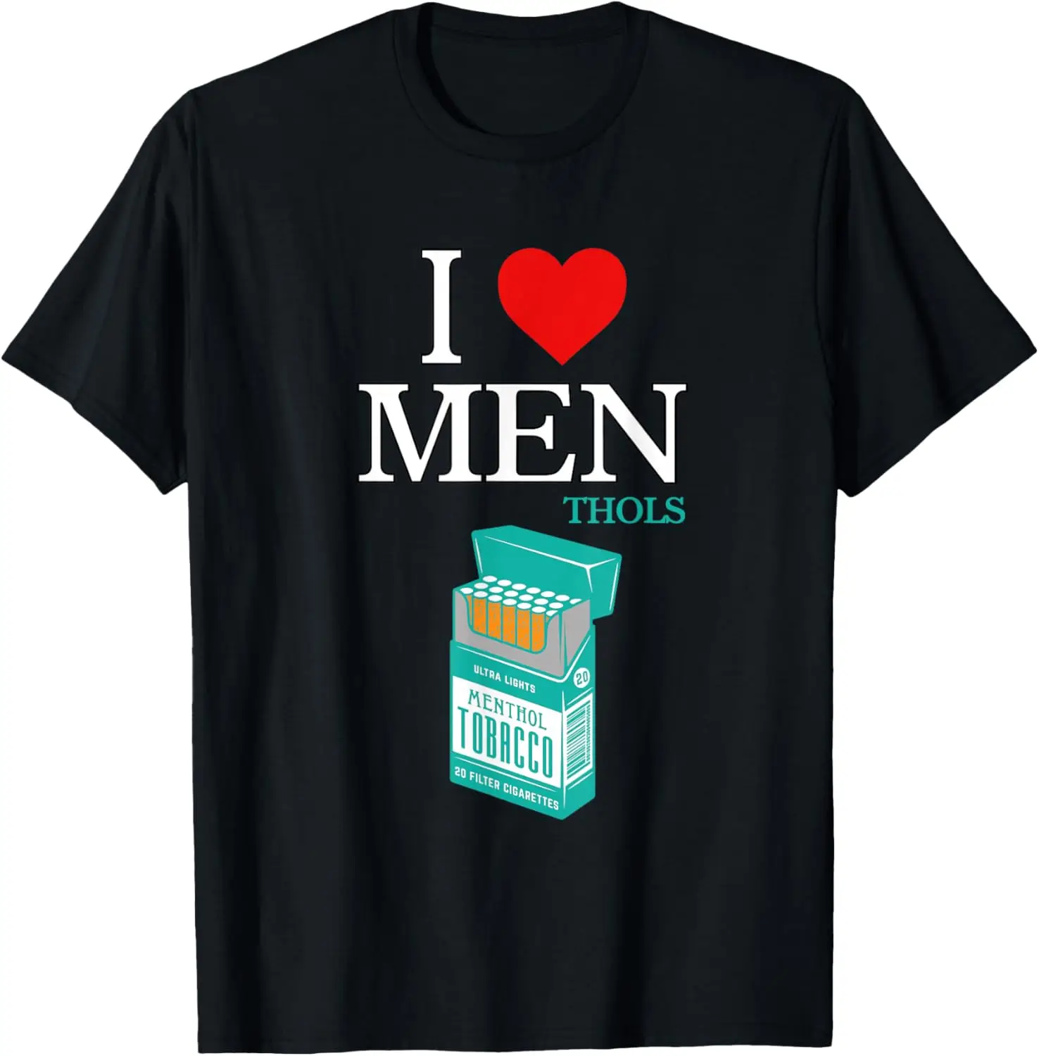 I Heart Menthols Cigarette Lover Graphic Cotton T-Shirt Fashionable Short Sleeve Tee for Men
