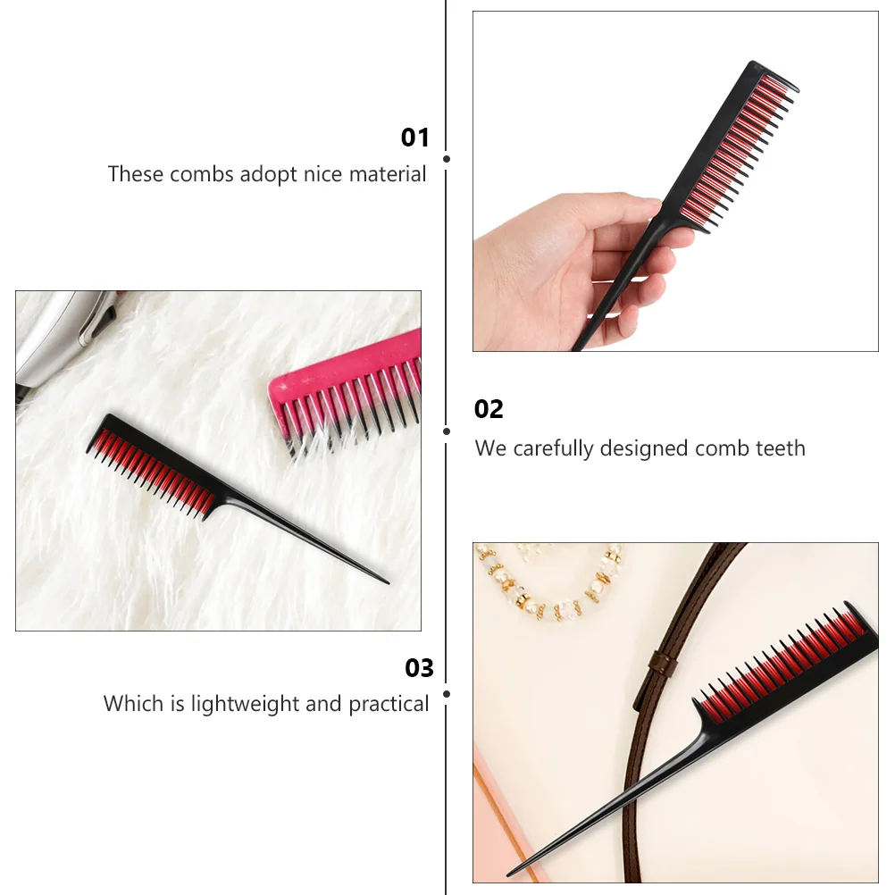 

3pcs Tip Tail Combs Long Handle Hairdressing Detangling Plastic Styling Comb Lightweight Durable Smooth Teeth Flexible For All