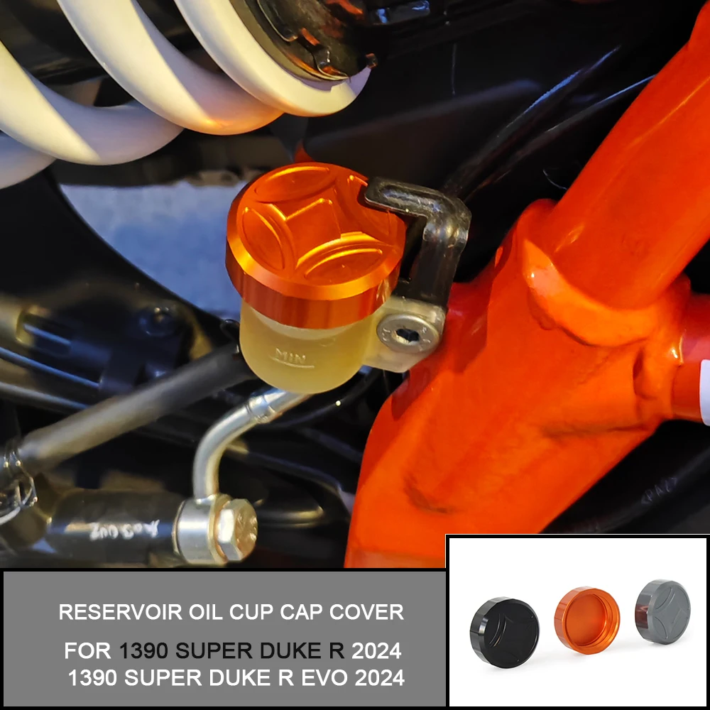 For 1390 Super Duke R 1390 Super Duke R EVO 2024 Motorcycle Rear Brake Fluid Pump Reservoir Oil Cup Cap Cover Fluid Reservoir