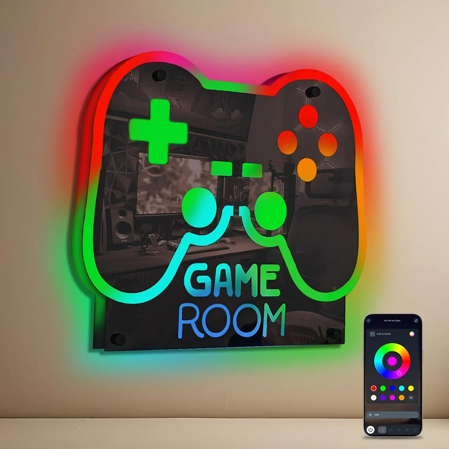 

Контроллер игровой комнаты RGB, неоновая вывеска, зеркальные светящиеся вывески, настенный декор для игровой комнаты, индивидуальный подарок для детей