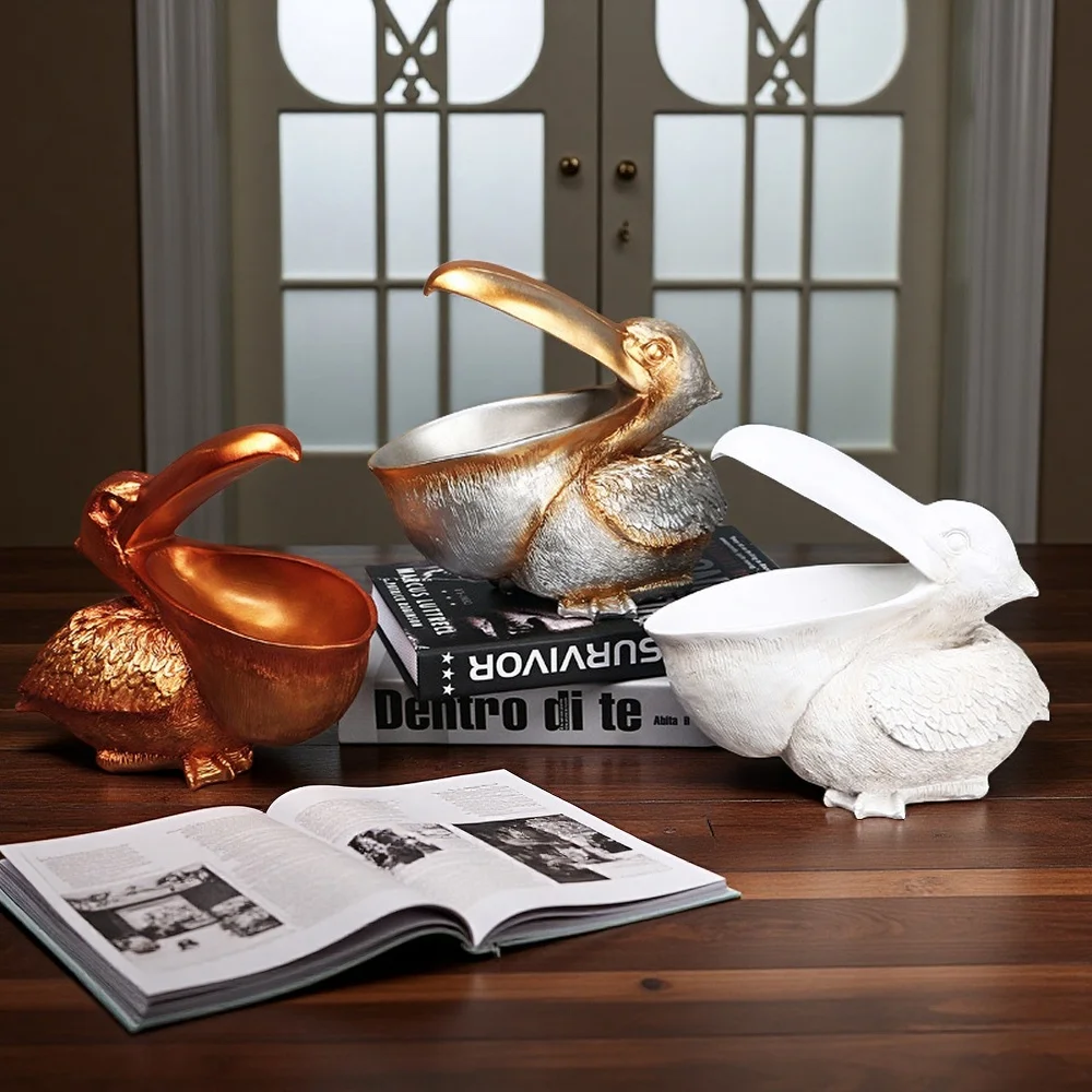 Big Mouthed Pelican Animal Key Storage Box Home Wine Cabinet, Living Room Entrance, Resin Handicrafts, Decorative Items