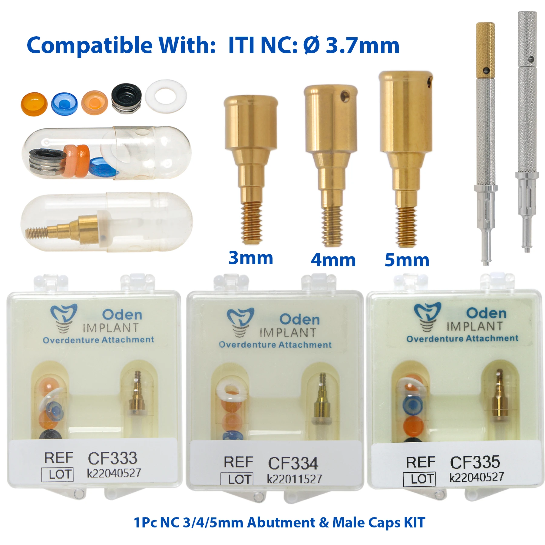 

Dental Implant Attachment Abutment Male Caps Core Tool for ITI NC Removable AH=3/4/5