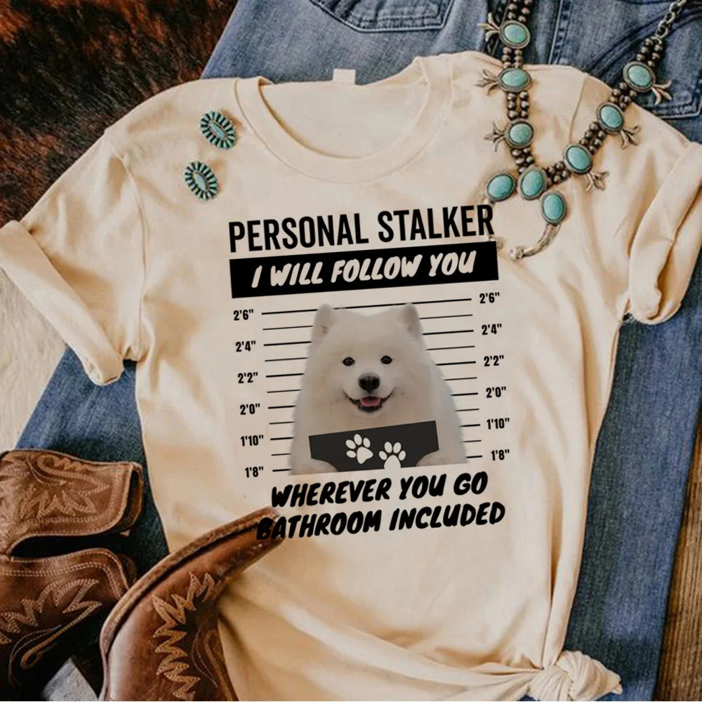Samoyed tshirt kobiety śmieszne letnie graficzne koszulki dziewczyny manga ubrania