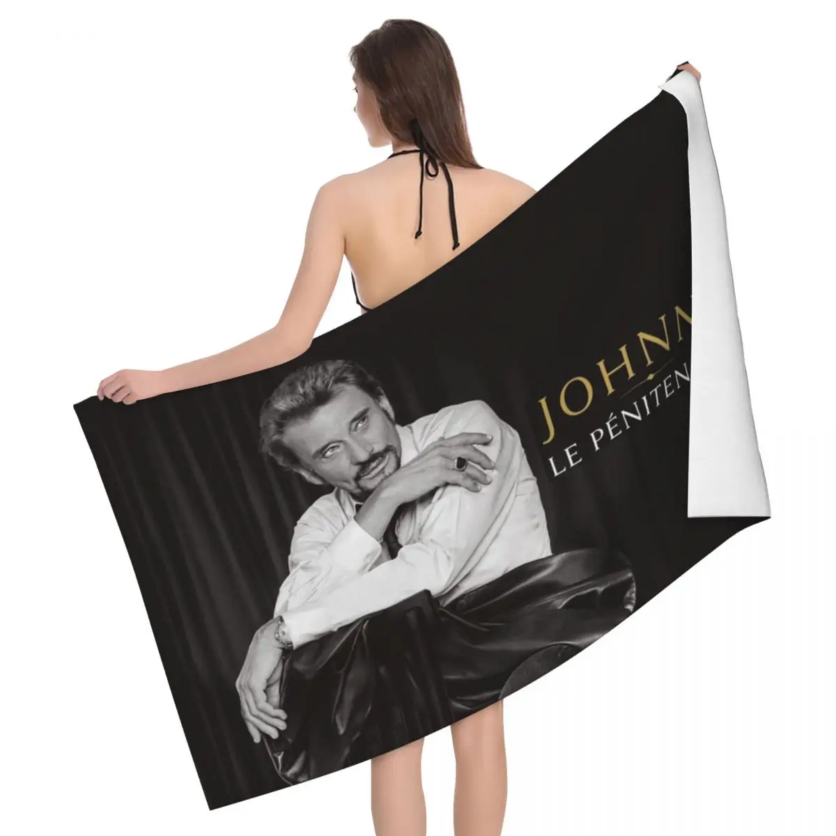 

Johnny Hallyday Rock Bath Beach Towel Microfiber French France Singer Pool Towels