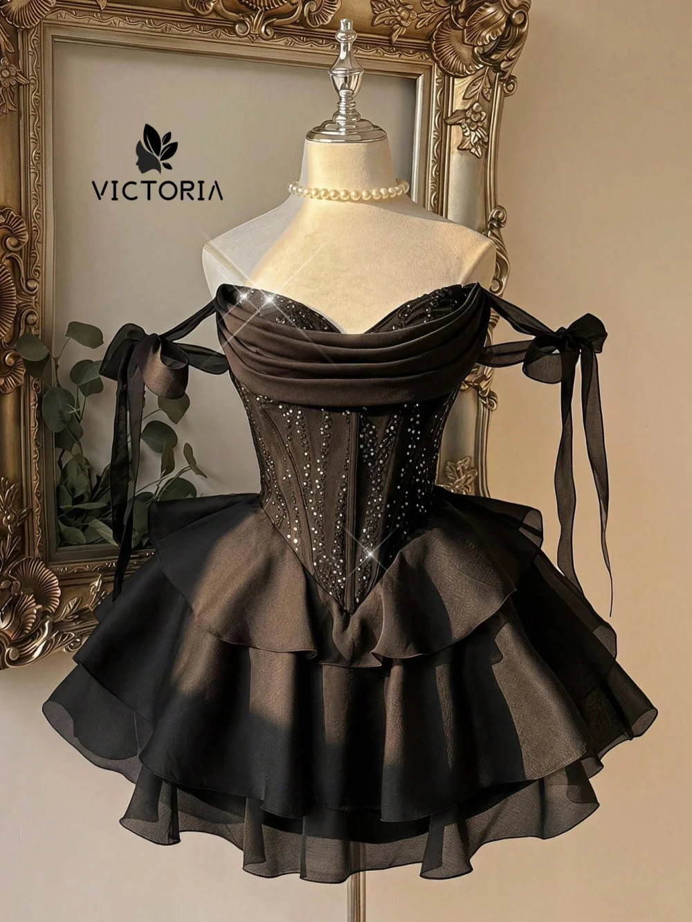 Strapless Floral Ruffles A Line Mini Dresses for Women Elegant Sleeveless Backless Slim Gowns Party Birthday Cocktail Customized
