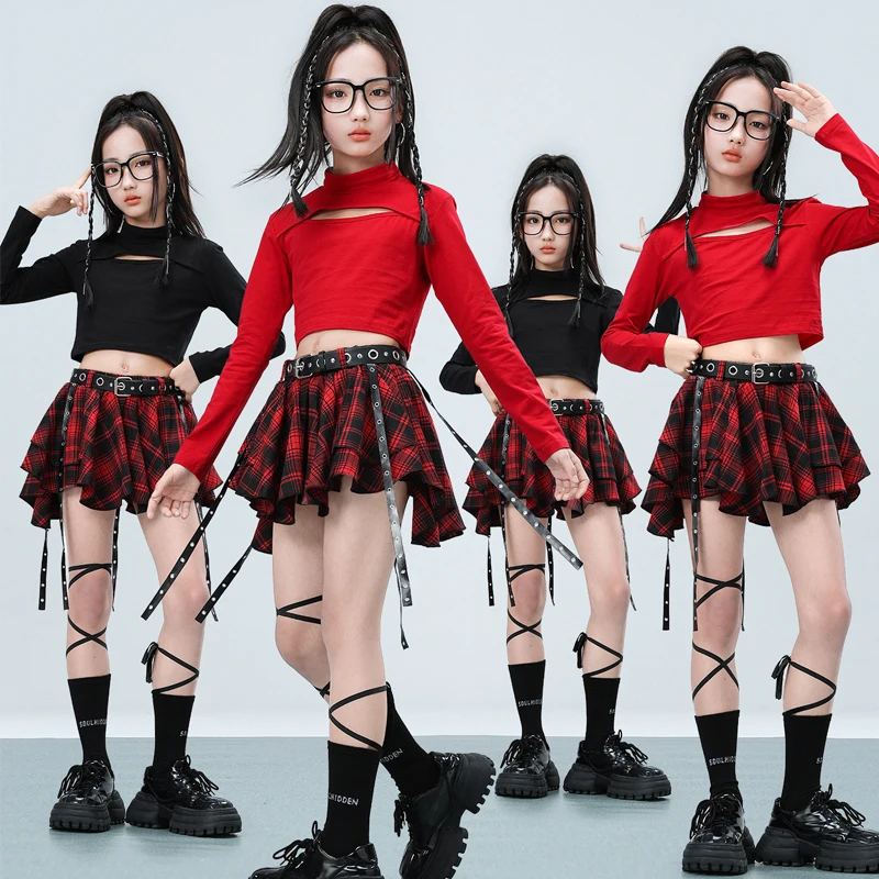 Children'S Ballroom Dance Competition Suit Kids Jazz Dance Outfit Group Hip Hop Dance Clothing Stage K-pop Clothes XS11906