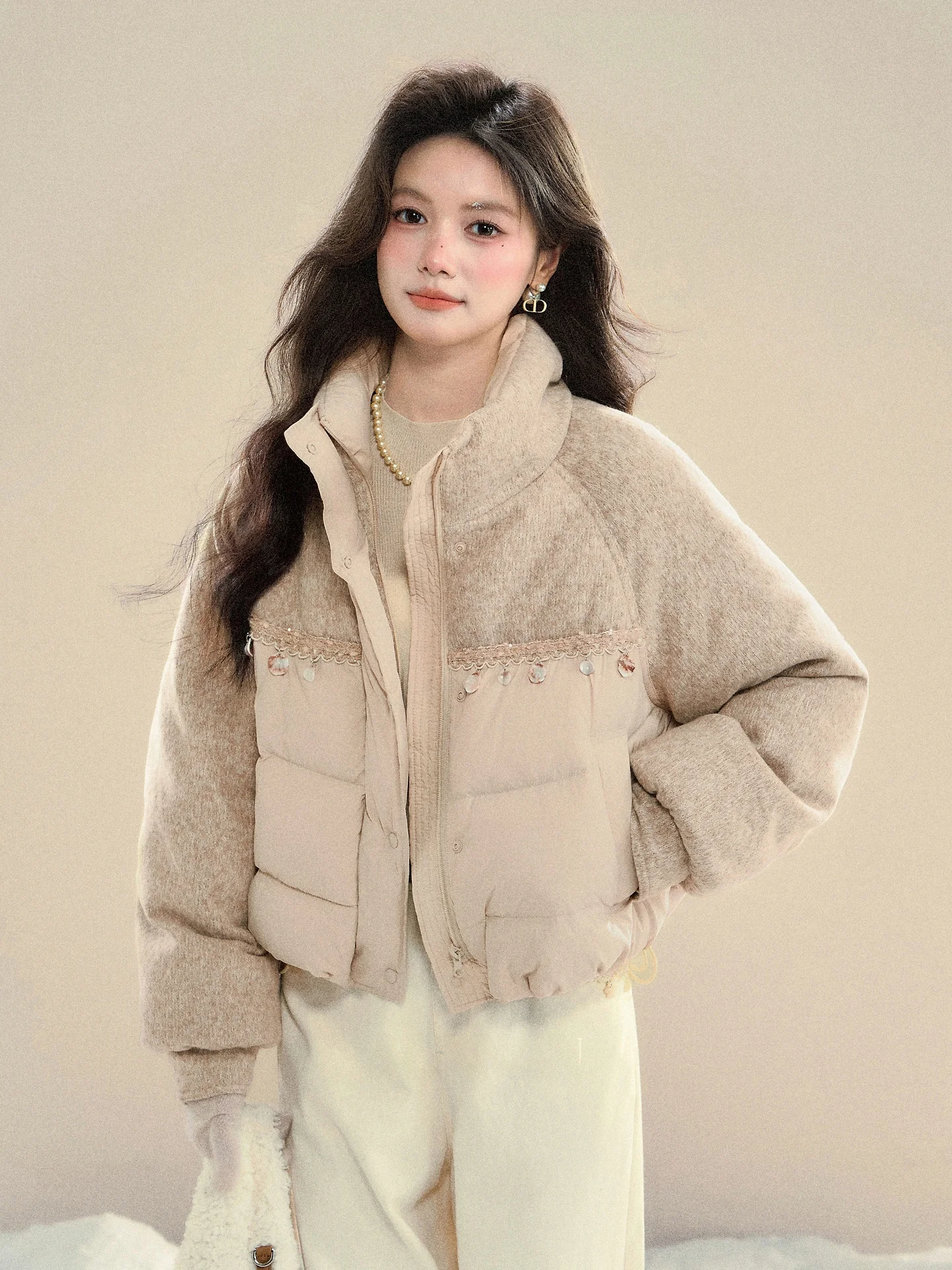 

Женская зимняя пуховая куртка-пуховик Champagne Bubble Du Down с капюшоном, свободного кроя, теплая, с интегрированной шапкой