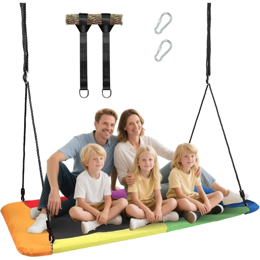 

60" Rectangular Giant 800lbs Tree Swing for Kids and Adults,Waterproof & Durable,Heavy Duty Large Outdoor Tree Swing with 2 Hang