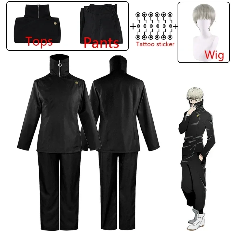 Anime Jujutsu Kaisen Toge Inumaki Cosplay Costume Wig Top+Pants Halloween Christmas Party School Uniform Outfits Men Women