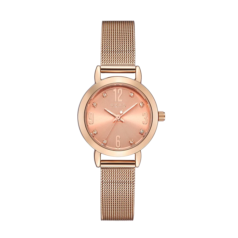READ Women Rose Gold Analog Quartz Watch | Mesh Band | 30M Water Resistant | Slim Elegant Ladies Wristwatch