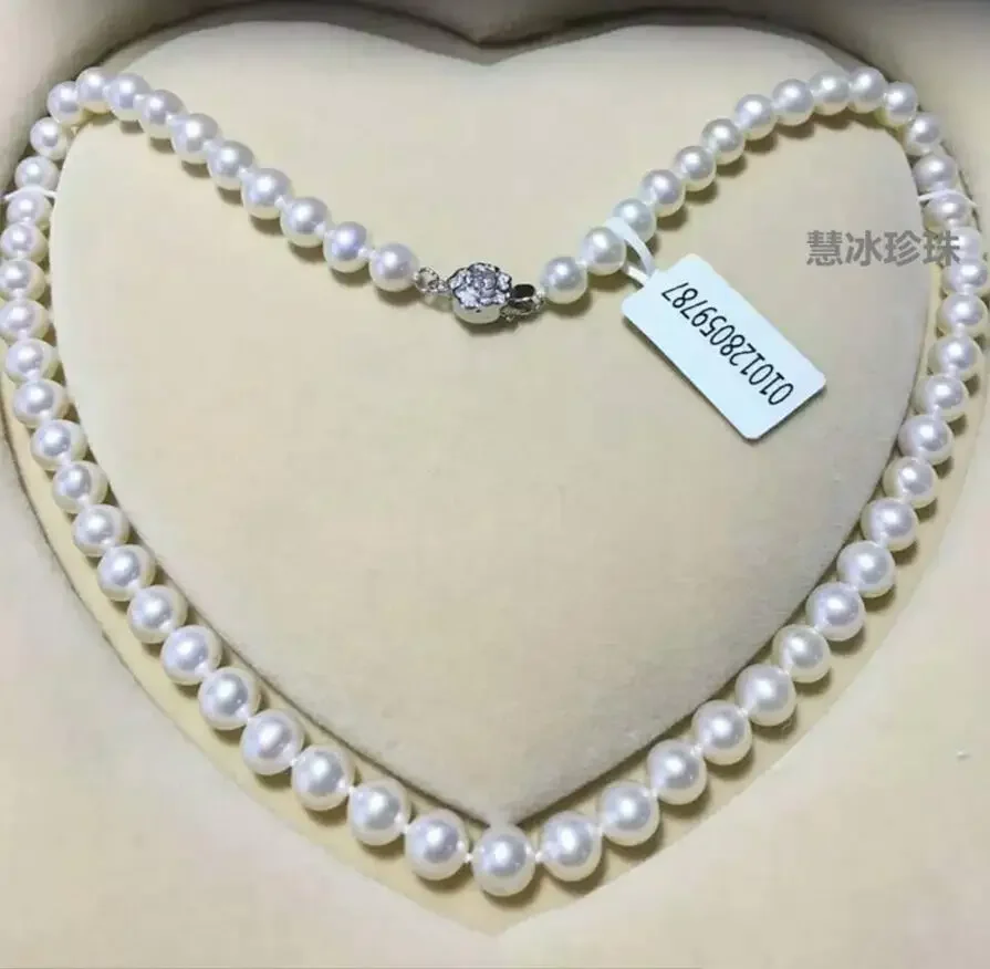 

Jewelry Genuine Freshwater Pearl Necklace 9-10mm Natural light Send Mom 18inch