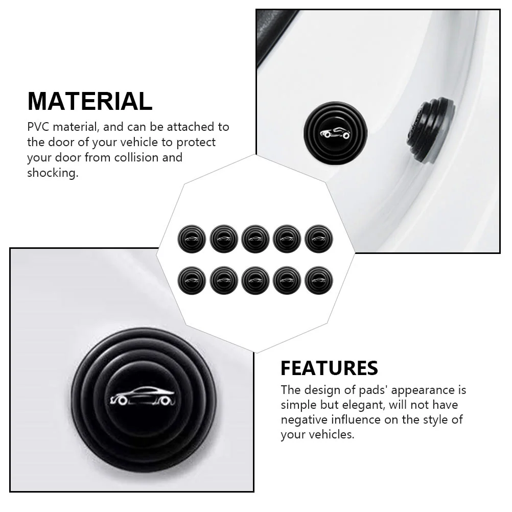 Door Lock Shock Absorbing Gasket Car Anti-collision Sticker Black Pvc Shock-proof