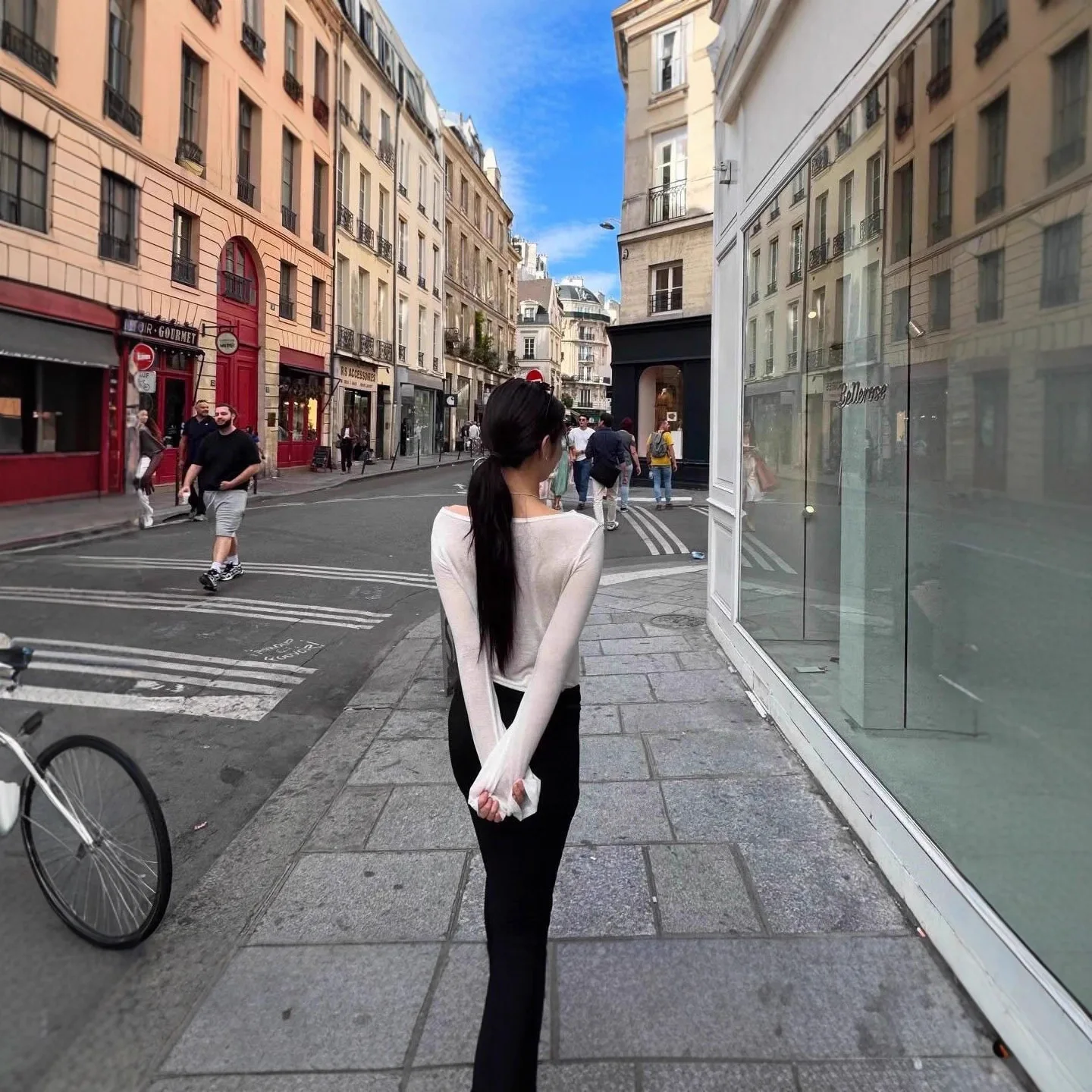 الكورية مصمم جيلا ليوسيل رسالة تي شيرت سليم صالح كم طويل الكورية نمط المرأة أزياء جيني مطبوعة عارضة أعلى #3