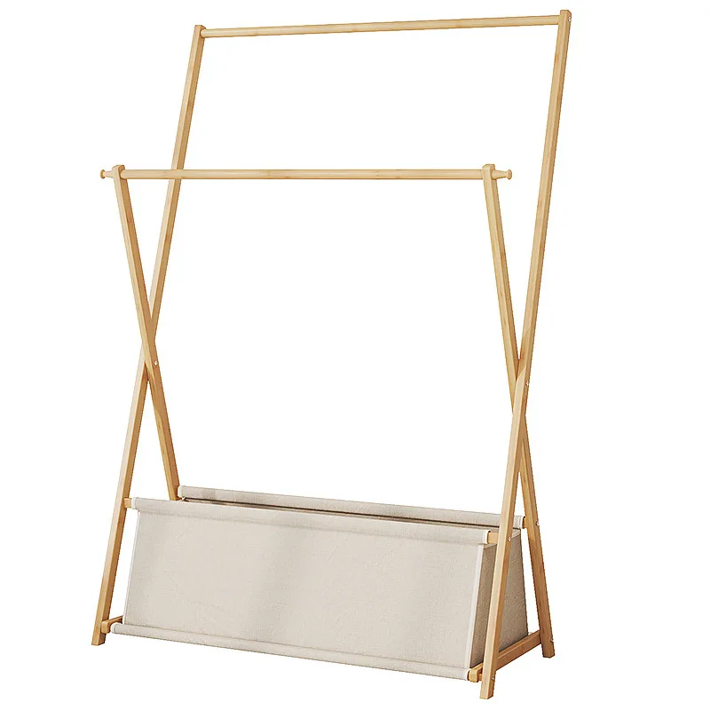

Household space saving folding floor coat rack bedroom hanger balcony drying