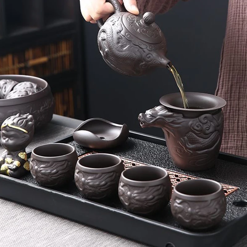 

Purple sand Kung fu tea set original miner home tea infuser set Chinese teapot cover bowl tea cup 2024 new model