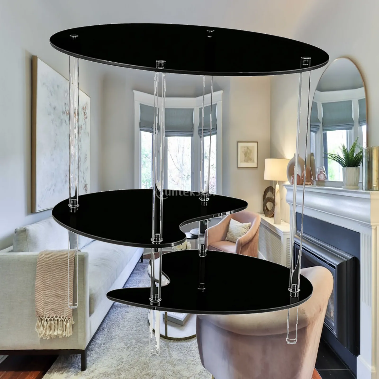 Table d'appoint compacte en acrylique, table de chevet moderne, organisateur, table basse pour chambre, maison, patio