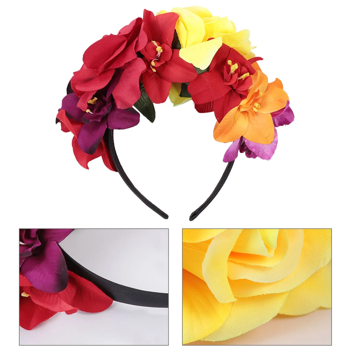 

Rose Hair Accessories Halloween Headband for Women Party Artificial Flower Polyester Headbands Headdress Bride Masquerade