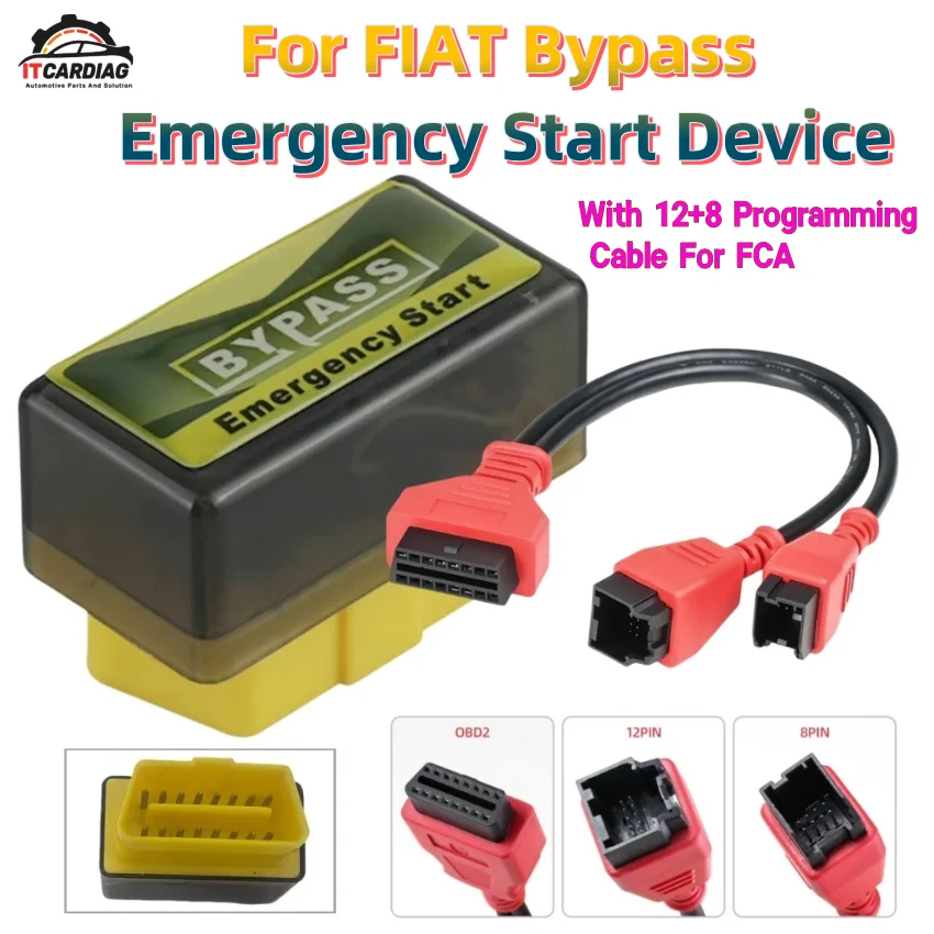 For FIAT Bypass Emergency Start Device With 12+8 Programming Cable For Chrysler For FCA Plug & Start IMMO OFF Fit Xhorse Launch
