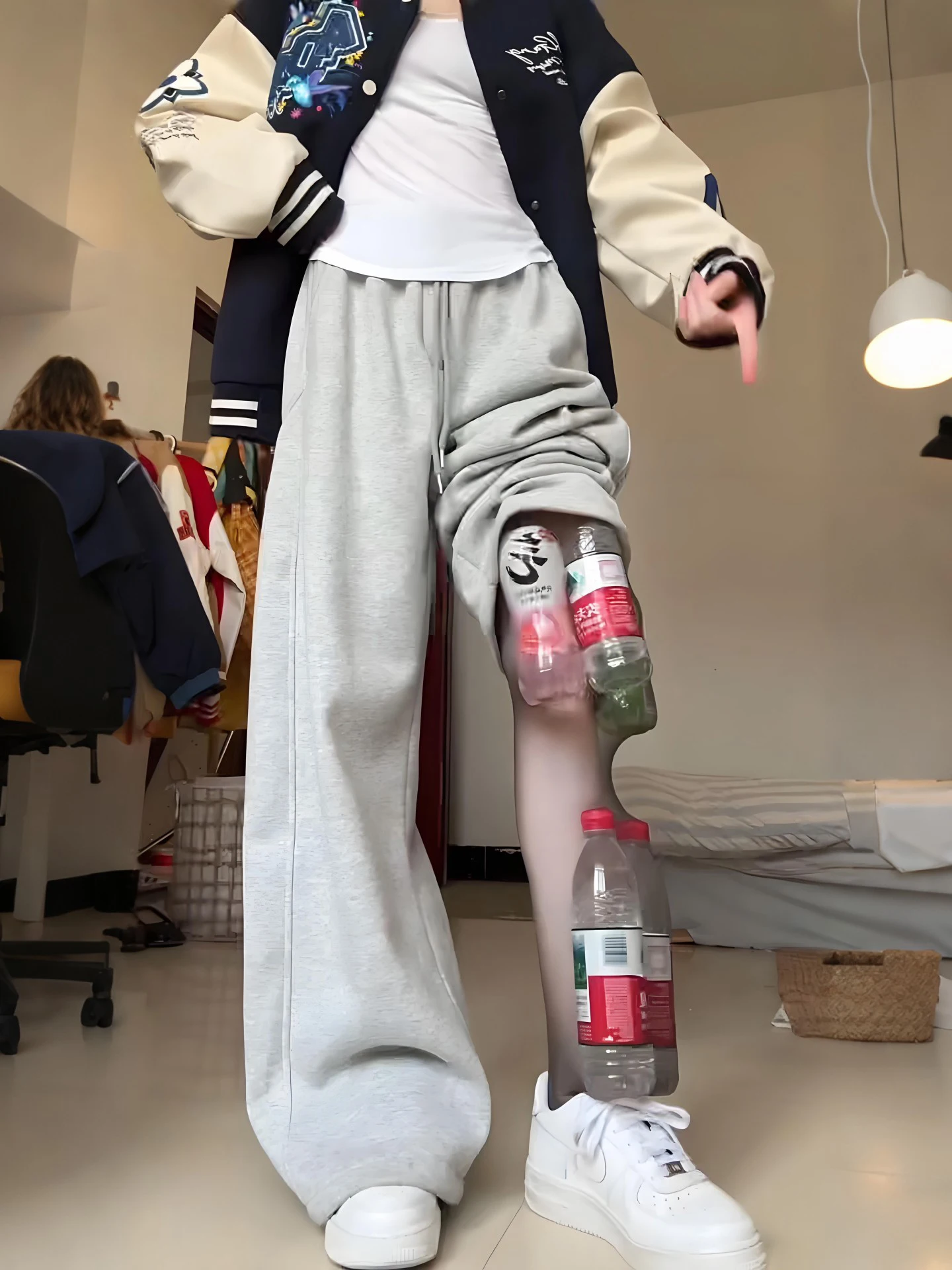 

ay Flannel Wide Leg Men's Sweatpants Autumn Winter American Sle Fce Loose Fit Casual Pants Drapey Spor Leisure Trousers