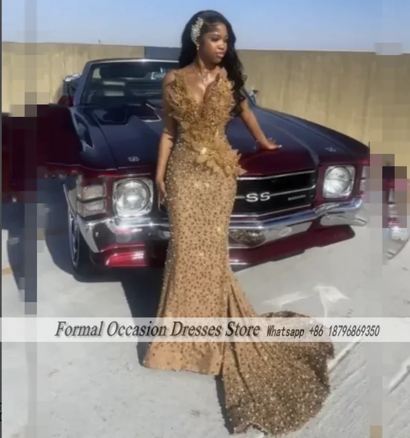 

Роскошные выпускные платья 2026: вечерние платья для темнокожих девушек с пайетками и бисером, наряды для дня рождения с кристаллами, праздничные платья на заказ