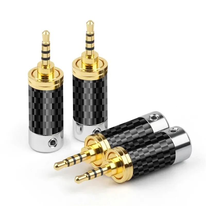 2.5mm Jack 2.5 Audio Plug DIY AK320 380 Headphone 4 Pole Carbon Fiber Shell Gold Plated Earphone Plugs 4mm 7.2mm Wire Connector