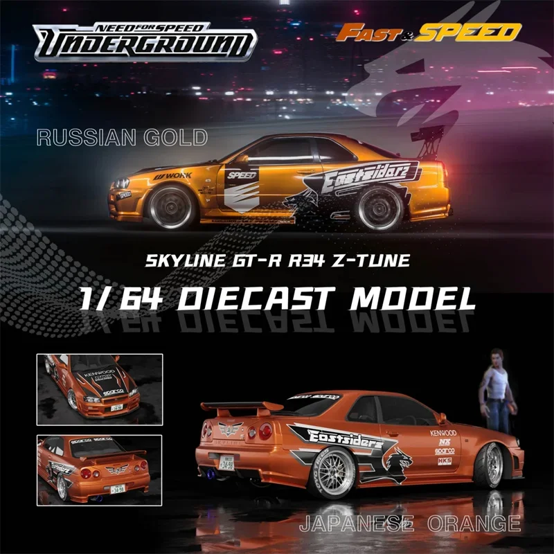 

Fast Speed FS 1:64 Skyline GT-R R34 Z-Tune NFS Need for Speed 7 Underground Diecast Model Car