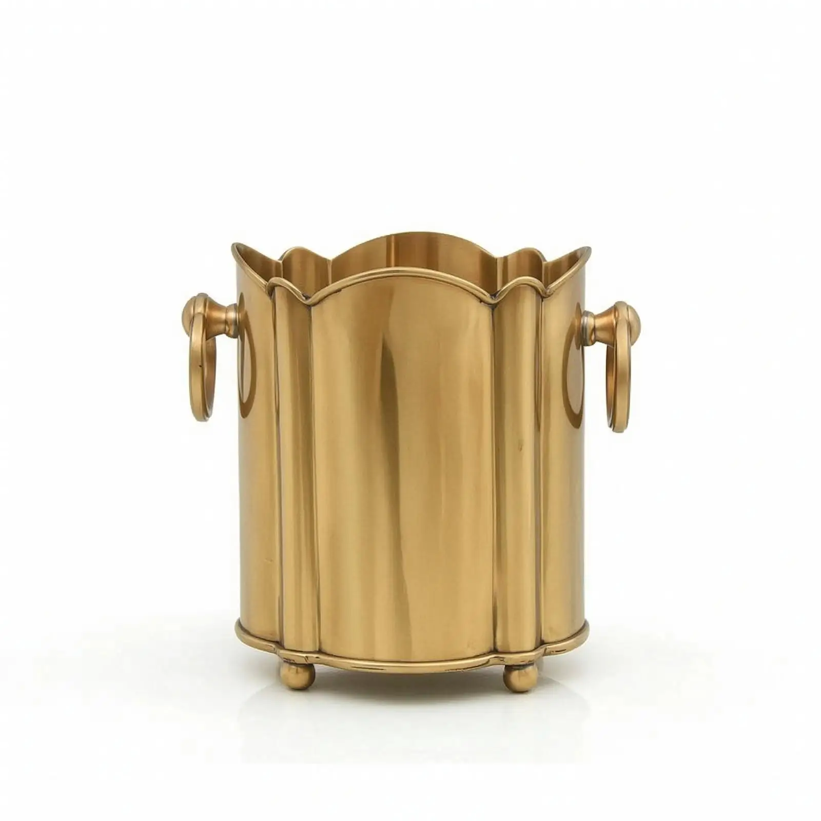 Copper Vessel with Footed Base Gold-Toned Container Artisanal for Hosts