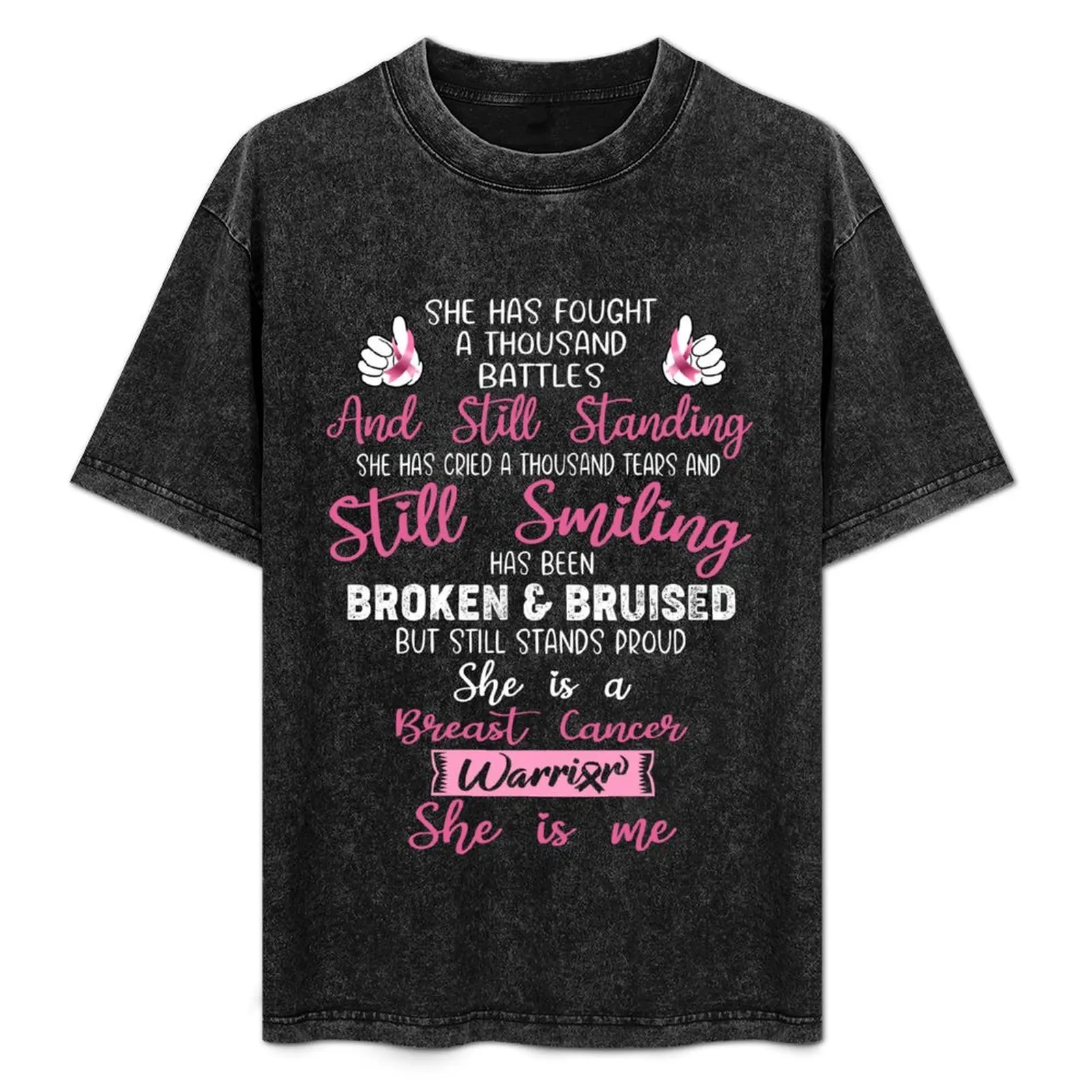 Camiseta Deportiva Básica que Absorbe la Humedad, con la Frase "Breast Cancer Warrior SHE IS ME - Apoyo a las Luchadoras contra el Cáncer de Mama", Regalo para Combatientes del Cáncer de Mama
