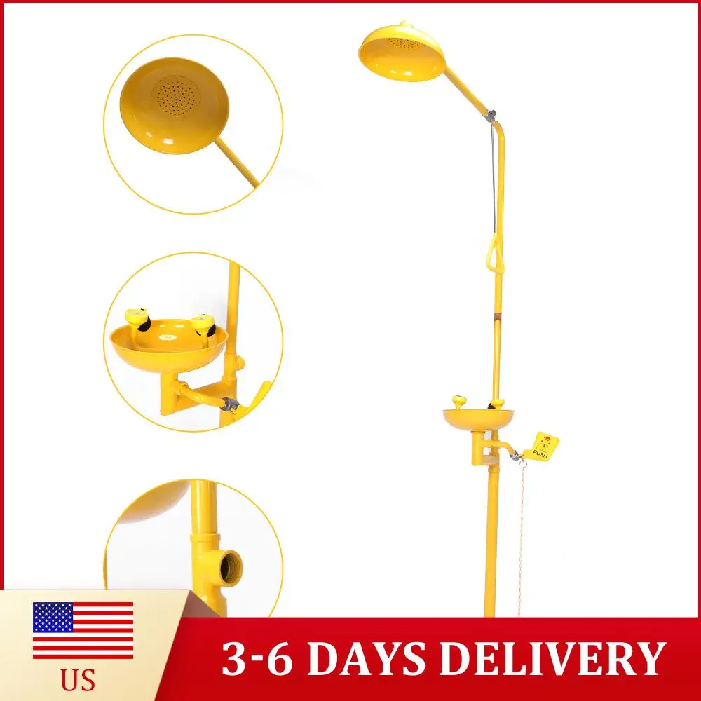 

Emergency Eye Wash & Shower Equipment 304 Stainless Steel Eye Wash Shower Station with Emergency Sign NPT Thread