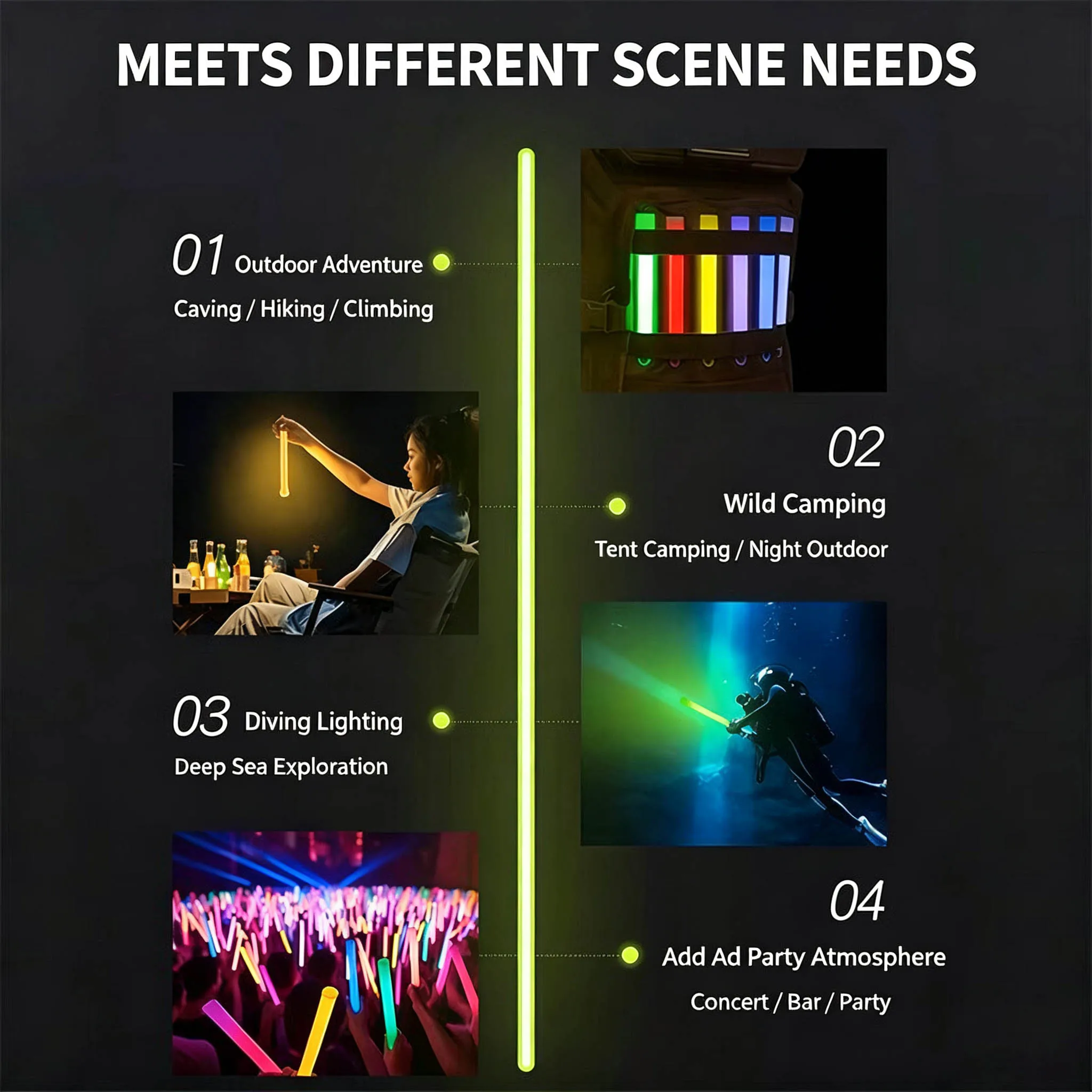 6-Inch Tactical Glow Sticks for Emergency Survival, Long Lasting Chemical Light for Outdoor Camping, Hiking & Night Rescue