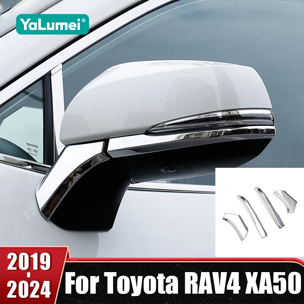 

Carbon Fiber ABS Rearview Mirrors Strip Cover Trim Sticker For Toyota RAV4 XA50 2019 2020 2021 2022 2023 2024 Car Accessories