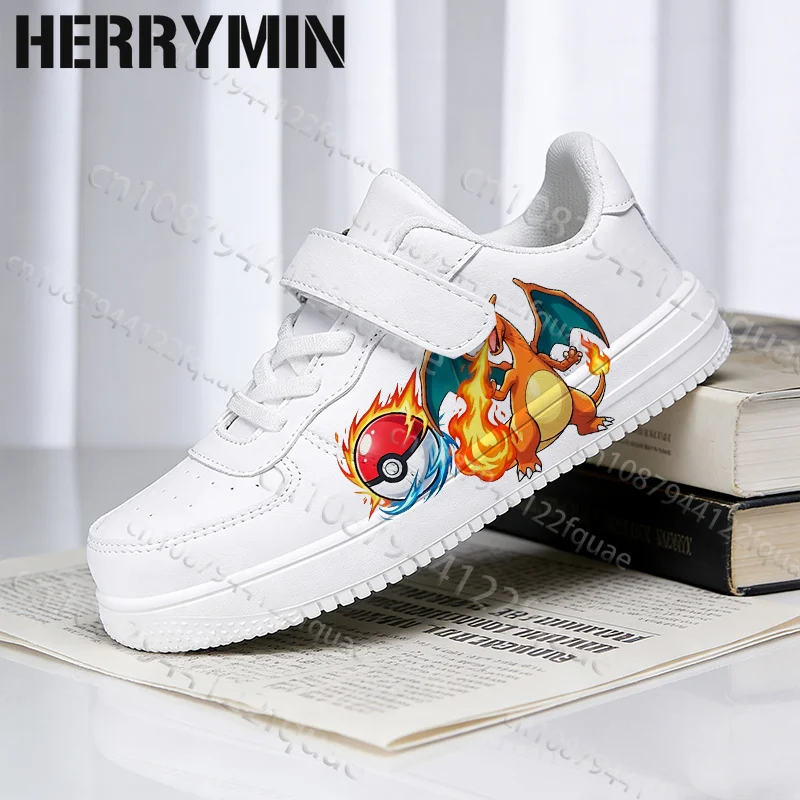 Popular Charizard Parent Child Shoes Boys Girls Woman Simple Pattern Printed Wear-Resistant White Tennis Shoes in Stock