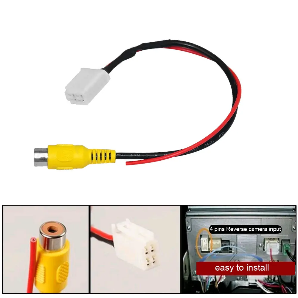 Car Back Up Cable Adapter Car 4 Pin Male Connector Car Radio Reverse Camera Input Plug Auto Electronics Accessories for Toyota