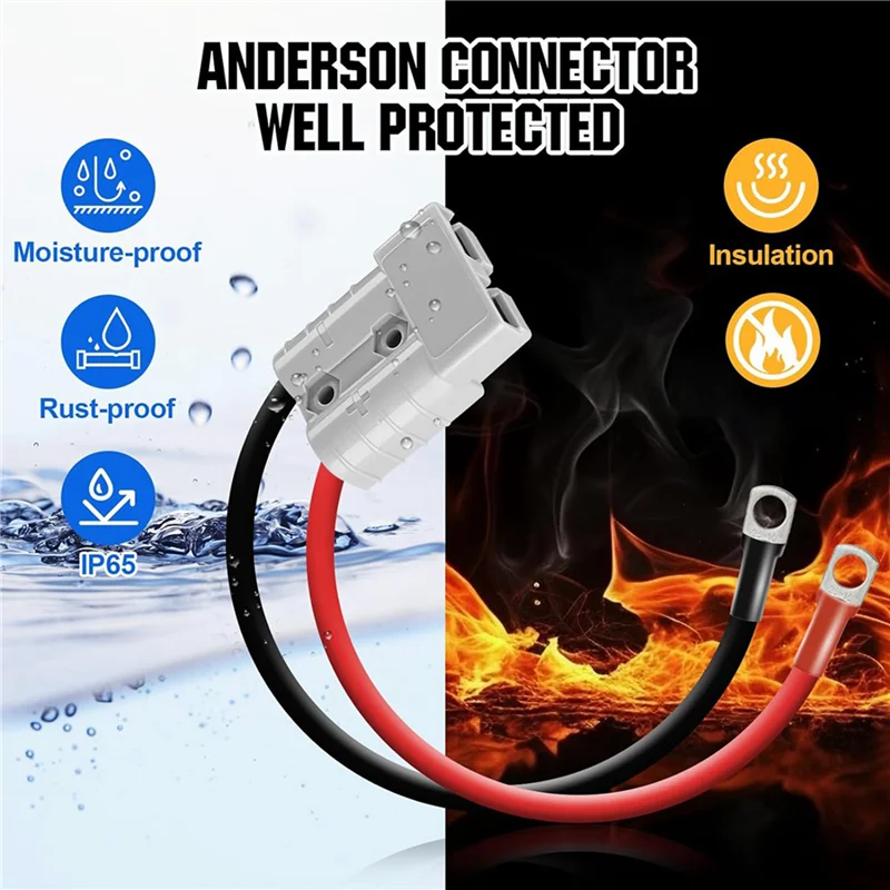 NOCM 8X Anderson Connector 50A Kit Anderson Plug 8 Guage 30Cm Battery Cables Waterproof Quick Connectors For Lifepo4