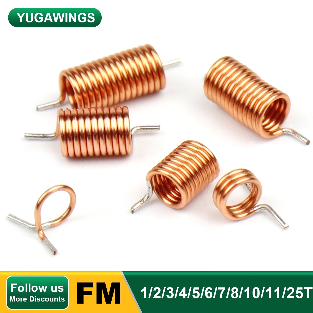 20Pcs Hollow Coil Inductance Copper Wire FM Inductor RF High Frequency Air Core Coil 1/2/3/4/5/6/7/8/10/11/25T Filter inductor