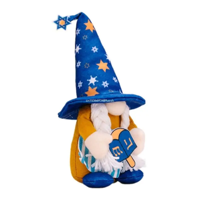 Bambola gnomo Hanukkah per festival ebraico Decorazioni da tavolo per bambole nane scandinave in peluche fatte a mano