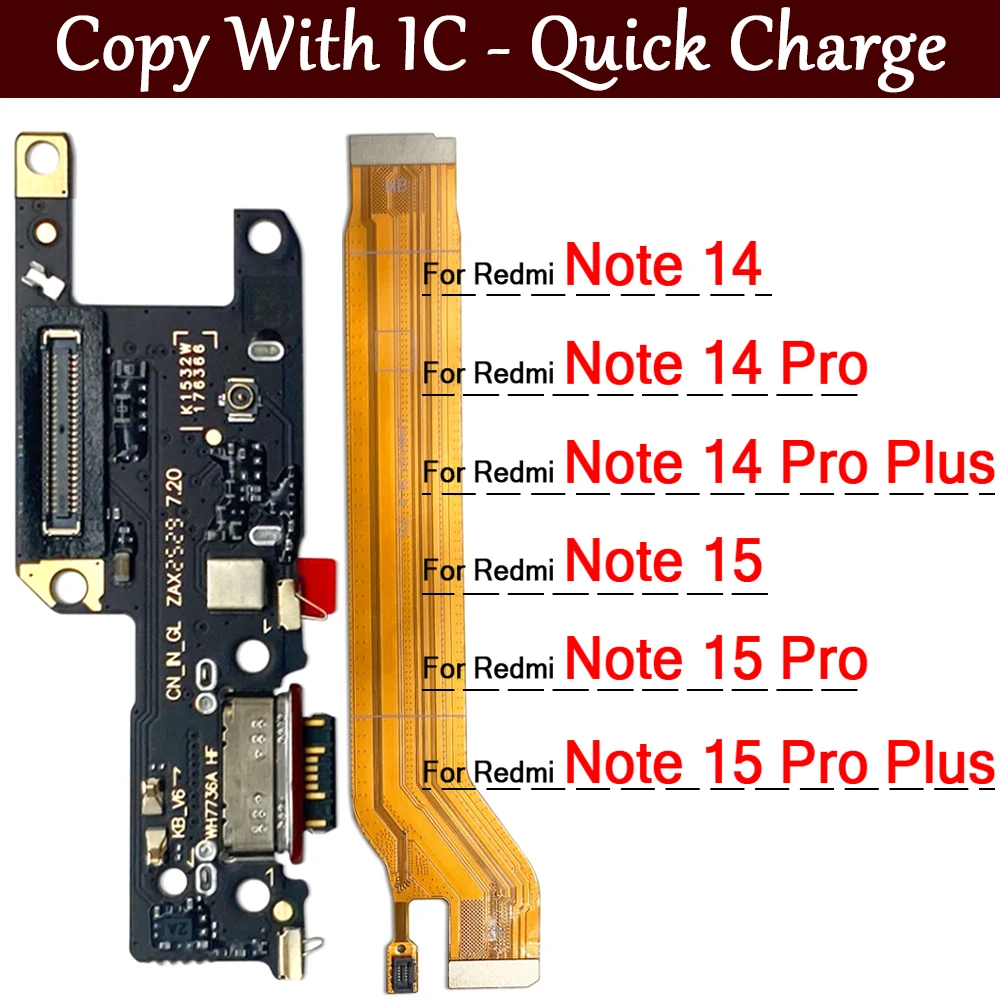 

Плата зарядки USB с разъемом и гибким кабелем для Xiaomi Redmi Note 14 15 Pro Plus 4G 5G с микрофоном